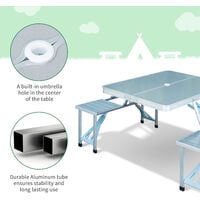 Outsunny Portable Camping Picnic Table and Chairs Set Outdoor BBQ - Aluminum