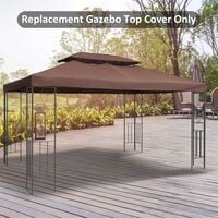 Outsunny 3x4m Gazebo Replacement Roof Canopy 2 Tier Top UV Cover Patio Brown