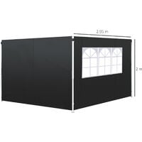Outsunny Gazebo Replacement Exchangeable Side Wall Panels w/ Window Black