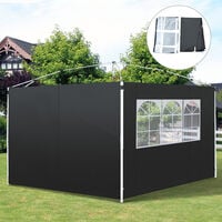 Outsunny Gazebo Replacement Exchangeable Side Wall Panels w/ Window Black