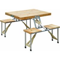 Outsunny Wooden Portable Folding Camping Picnic Table BBQ Chairs Stools Set