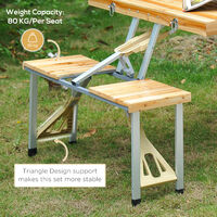 Outsunny Wooden Portable Folding Camping Picnic Table BBQ Chairs Stools Set