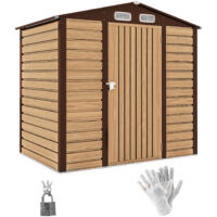 Outsunny 6.2 x 4.3ft Garden Metal Shed with Vent for Garden, Patio, Oak
