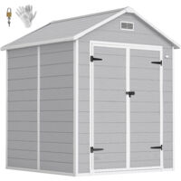 Outsunny 6 x 5ft Resin Garden Shed with Floor and Window, Light Grey