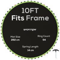 SPORTNOW Trampoline Mat with 54 V-Hooks, for 10ft Trampoline, Green