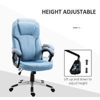 Vinsetto Padded Linen Executive Office Gaming Chair Adjustable Height w/ Wheels Blue