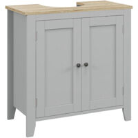 kleankin Bathroom Pedestal Under Sink Cabinet with Adjustable Shelf, Grey