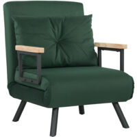 HOMCOM Click Clack Bed Settee for Living Room, Guest Room Green-One Seater
