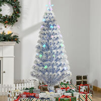 HOMCOM 20 Light Artificial Christmas Tree Decor Easy Store White Blue 5FT
