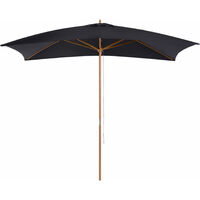 Outsunny Wooden Garden Parasol Sun Shade Patio Umbrella Canopy Black