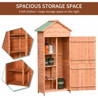 Outsunny 90 x 50cm Garden Shed Wood Tool Kit Storage Shelves with Double Door Lockable