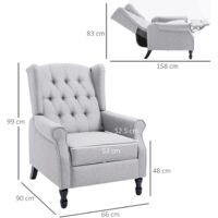HOMCOM 160°Reclining Sofa Couch Retractable Footrest Manual Adjustable