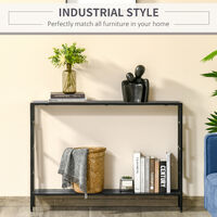 HOMCOM Art Deco Style Console Table Steel Frame Home Furniture 2 Shelves