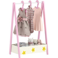 AIYAPLAY Baby Clothing Rack with Hangers, Shelf, Kids Clothes Rail, Pink
