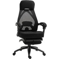 Vinsetto Mesh Swivel Task Chair for Home Office Lunch Break Recliner High Back Adjustable Height with Footrest, Headrest, Black