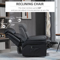 HOMCOM Lift Stand Assistance Chair Recliner Sofa PU Leather Extra Padded Design Electric Power w/ Remote Black