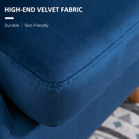 HOMCOM Velvet Fabric Single Sofa Accent Chair Solid Wood Leg Upholstered Blue
