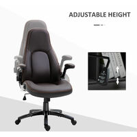 Vinsetto PU Leather Office Chair 360° Swivel Home Office Ergonomic Adjustable Height Coffee Contrast Stitching