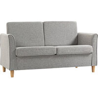HOMCOM 2 Seater Sofa Linen Upholstery Wood Frame Compact Couch Furniture Grey