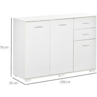 HOMCOM High Gloss Modern Storage Cabinet Home Organisation Unit w/ 6 Feet White