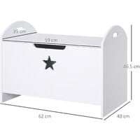 HOMCOM Toy Box Storage Organiser w/ Safety Hinge Side Handle Star 62Lx46.5cm White