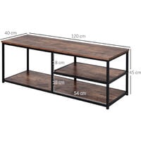 HOMCOM Industrial TV Stand Cabinet w/ Storage&2 Shelves Metal Frame Living Room