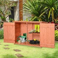 Outsunny Low Wide Wood Garden Shed Outdoor Storage w/ 2 Shelves 79x56cm
