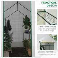 Outsunny Walk in Garden Greenhouse with Shelves Polytunnel Steeple Grow House 186L x 120W 190Hcm White