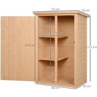 Outsunny Fir Wood Compact Storage Shed w/ 2 Shelves Lock Tool Organiser 115x75cm