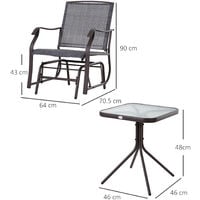 Outsunny 3 PCS Outdoor Sling Fabric Rocking Glider Chair w/ Table Set