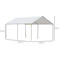 Outsunny 2-Rooms Outdoor Carport Galvanized Steel Frame Tent UV Resistant White