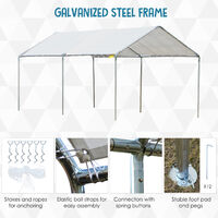 Outsunny 2-Rooms Outdoor Carport Galvanized Steel Frame Tent UV Resistant White