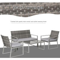 Outsunny 4PCS Outdoor Patio PE Rattan Wicker Sofa Chaise Lounge Furniture Set
