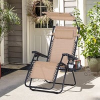 Outsunny Zero Gravity Chair Adjustable Patio Lounge Reclining Seat Beige