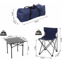 Outsunny 5 Piece Outdoor Foldable Camping Table Chairs Set Hiking Travel W/ Bag