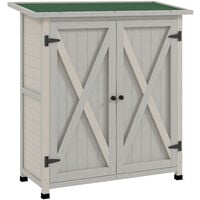 Outsunny Wood Garden Storage Shed Tool Cabinet Organizer w/ Shelves, Grey