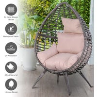 Outsunny Elegant Teardrop Garden Chair PE Rattan w/ Cushion 4 Legs Steel Frame
