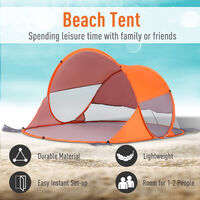 Outsunny Portable Automatic Pop Up Beach Tent Outdoor Camp Shelter Orange