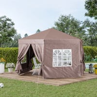 Outsunny 4x4m Garden Gazebo Tent Outdoor Metal Adjust Sun Shade w/ Net