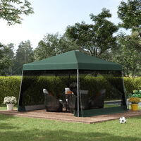 Outsunny 3.6x3.6x2.6m Folding Pop-up Garden Gazebo W/Mosquito Netting Green