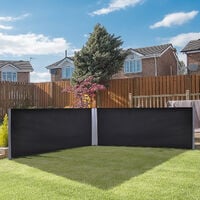 Outsunny Retractable Double Side Awning Screen Fence Privacy Dark Grey, 6x1.6m