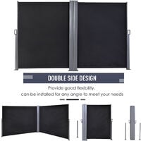 Outsunny Retractable Double Side Awning Screen Fence Privacy Dark Grey, 6x1.6m