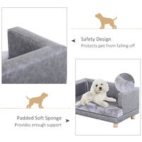 PawHut Pet Sofa Couch Dog Cat Wooden Frame Plush Soft Cushion Grey Small Animal