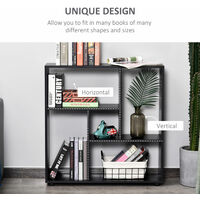 HOMCOM Multi-Directional Shelf Bookcase Home Display Storage w/ Foot Pad Black