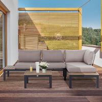 Outsunny 3 Pcs Aluminium Frame Garden Seat Set w/ Sofa Chaise Lounge Table