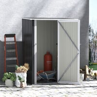 Outsunny 4.5ft x 3ft Corrugated Garden Metal Storage Shed Outdoor Equipment Tool Sloped Roof Door w/Latch Weather-Resistant Paint Grey