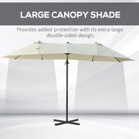 Outsunny Double Canopy Offset Parasol Umbrella Garden Shade Steel Canopy Beige