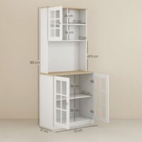 HOMCOM 72" Modern Kitchen Solid Storage Sideboard Cabinet w/Glass Door– White