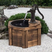 Outsunny Rustic Fir Wooden Fountain Water Fountain w/ Pump , Carbonized Color
