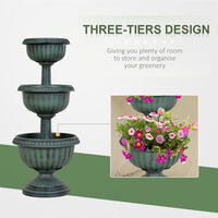 Outsunny 3-tier Chelsea Planter Flowers Display Thick Plastic Pattern Wide Base